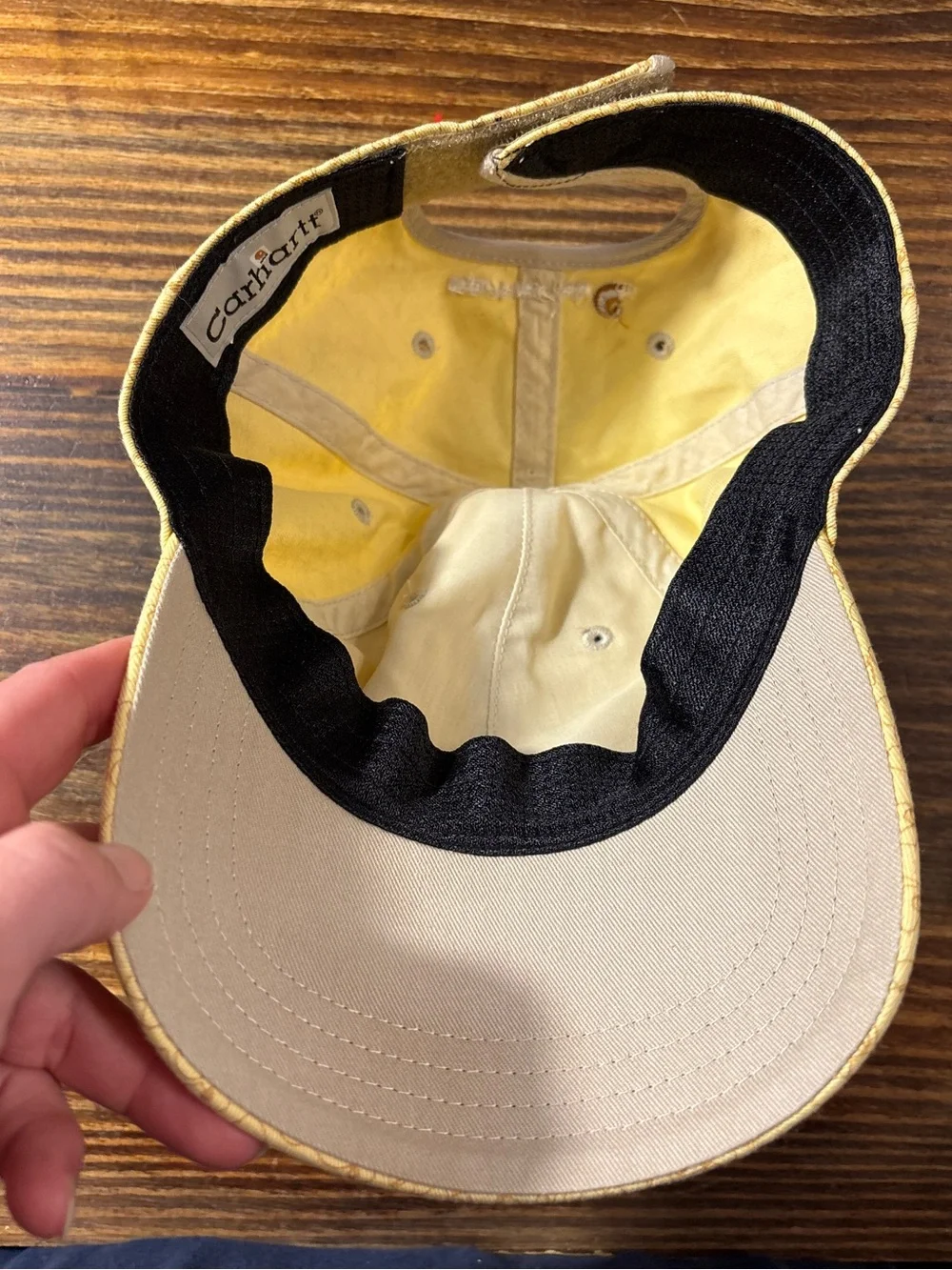 Carhartt Strapback Hat All Over Print Women's Patch Ball Cap ponytail Yellow